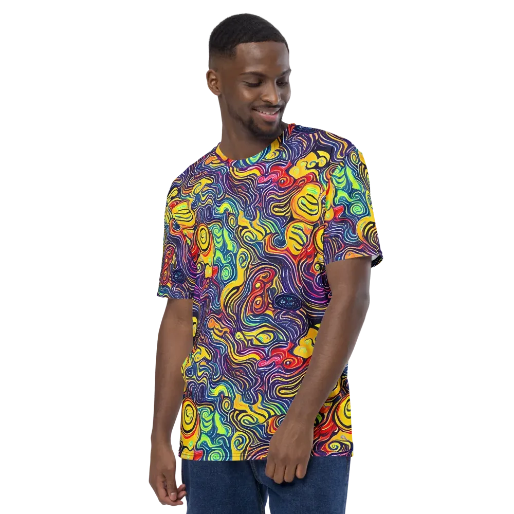 Indigo Frenzy on Men's Crew Neck T-Shirt — Left