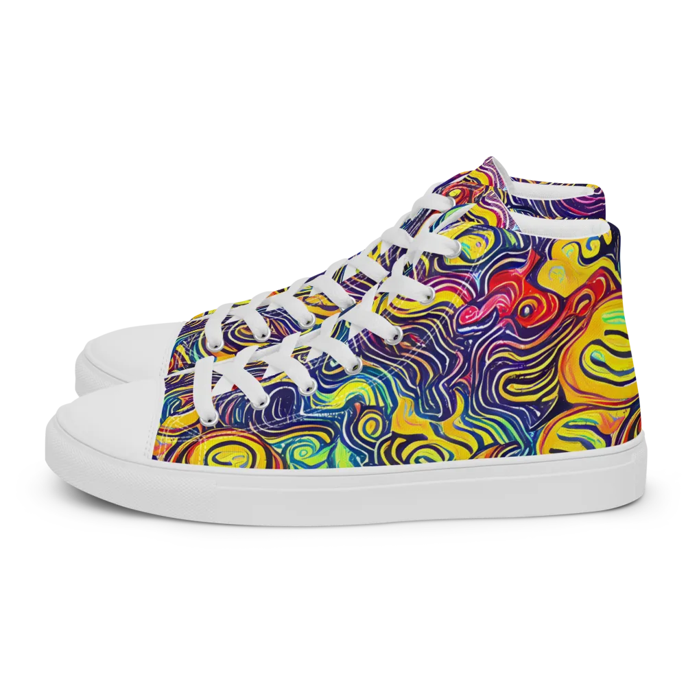 Indigo Frenzy on Men's High Top Canvas Shoes — Left