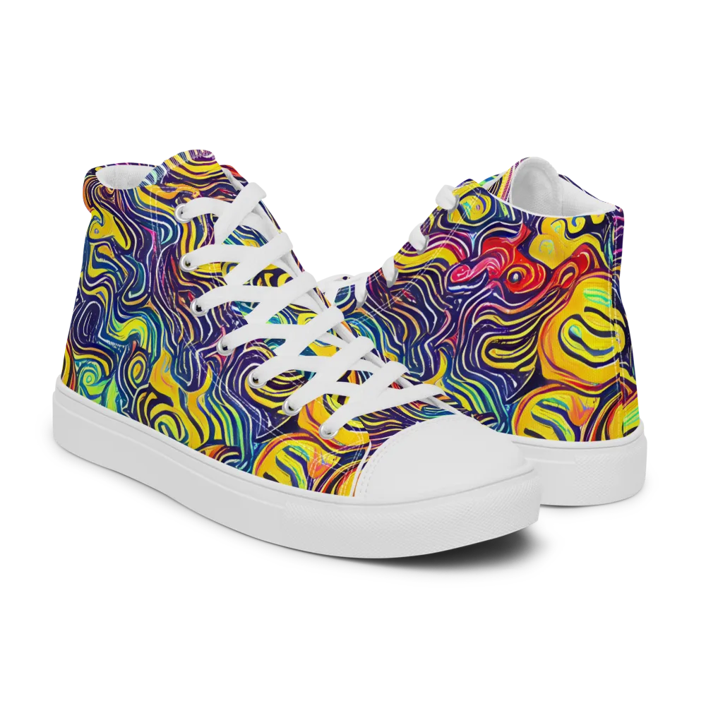 Indigo Frenzy on Men's High Top Canvas Shoes — Right