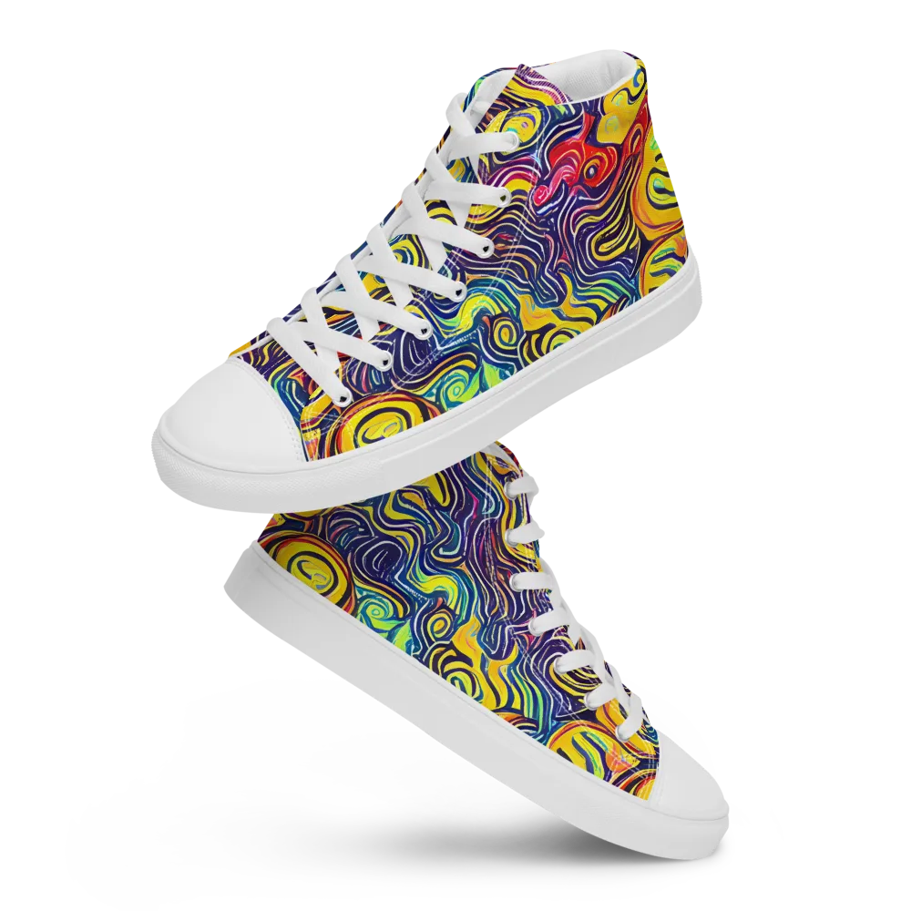 Indigo Frenzy on Men's High Top Canvas Shoes — Front