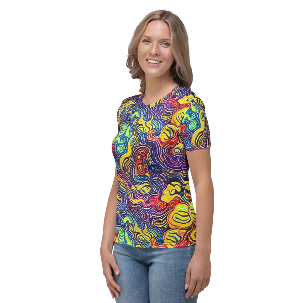 Indigo Frenzy on Women's Crew Neck T-Shirt — Left
