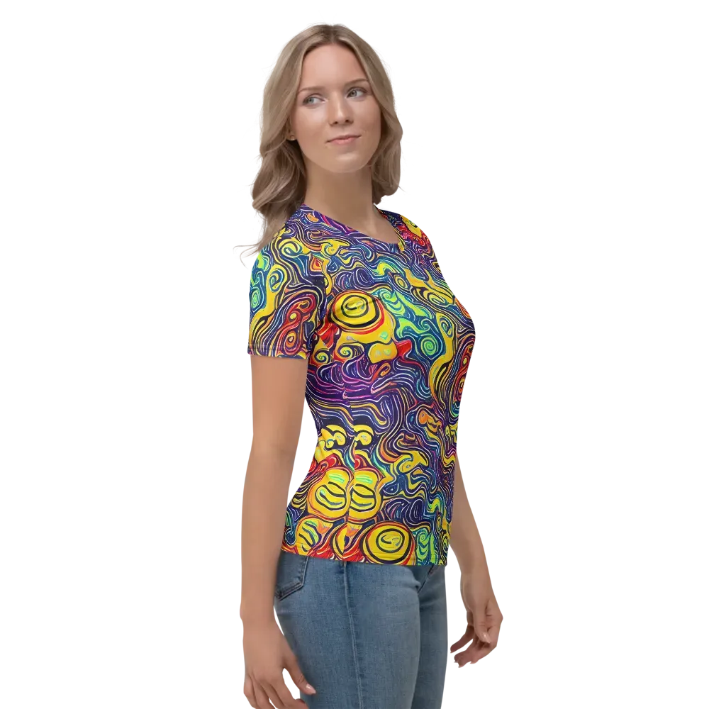 Indigo Frenzy on Women's Crew Neck T-Shirt — Right