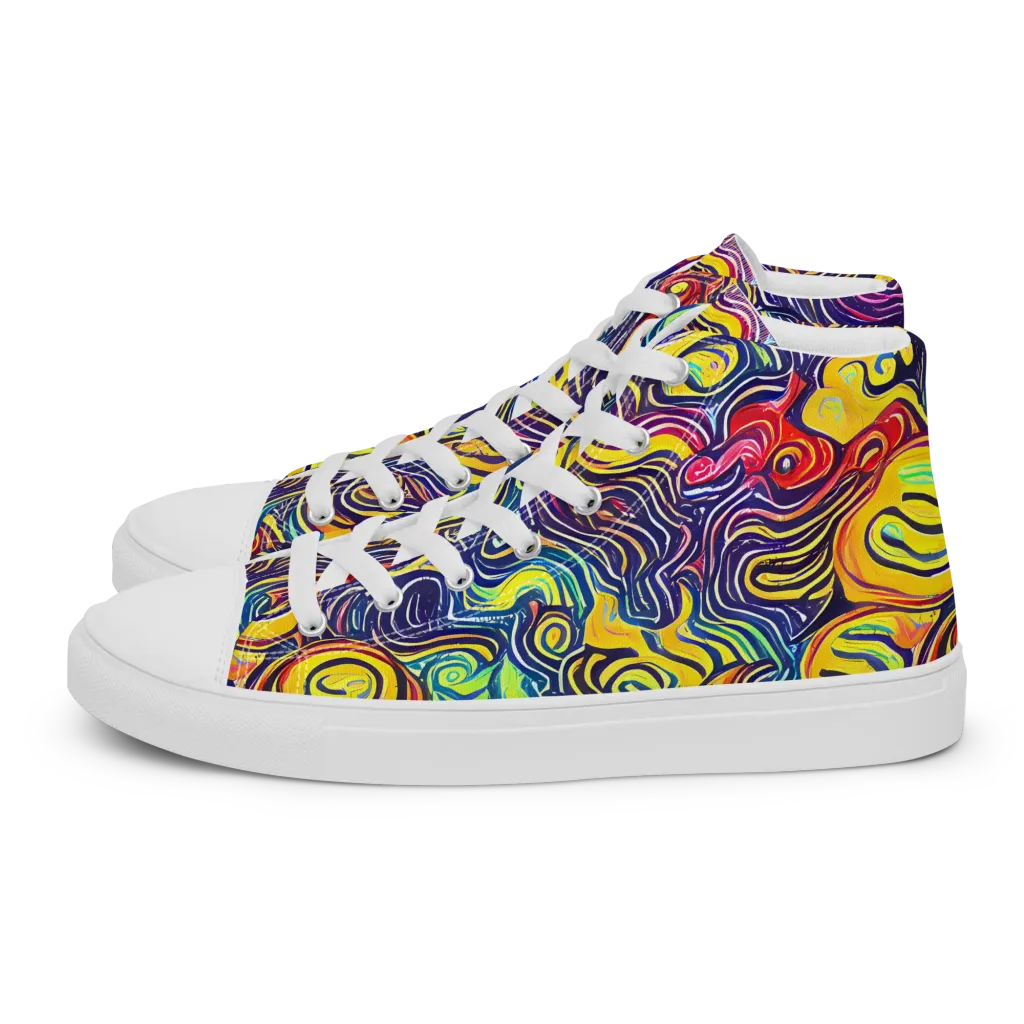 Indigo Frenzy on Women's High Top Canvas Shoes — Left