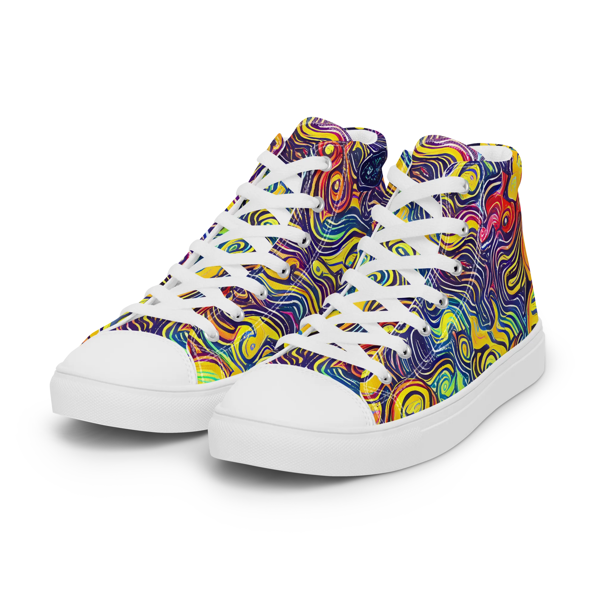 Indigo Frenzy on Women's High Top Canvas Shoes — Left Front