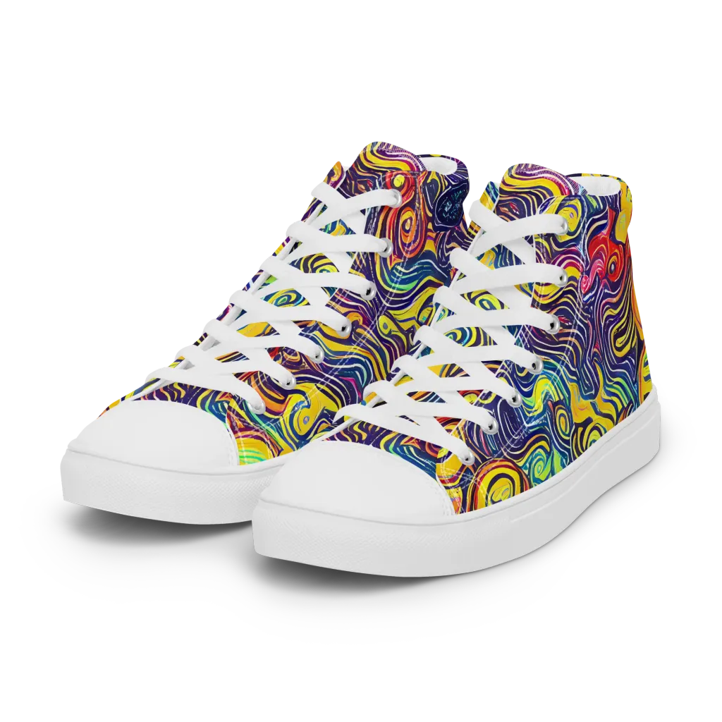 Indigo Frenzy on Women's High Top Canvas Shoes — Left Front