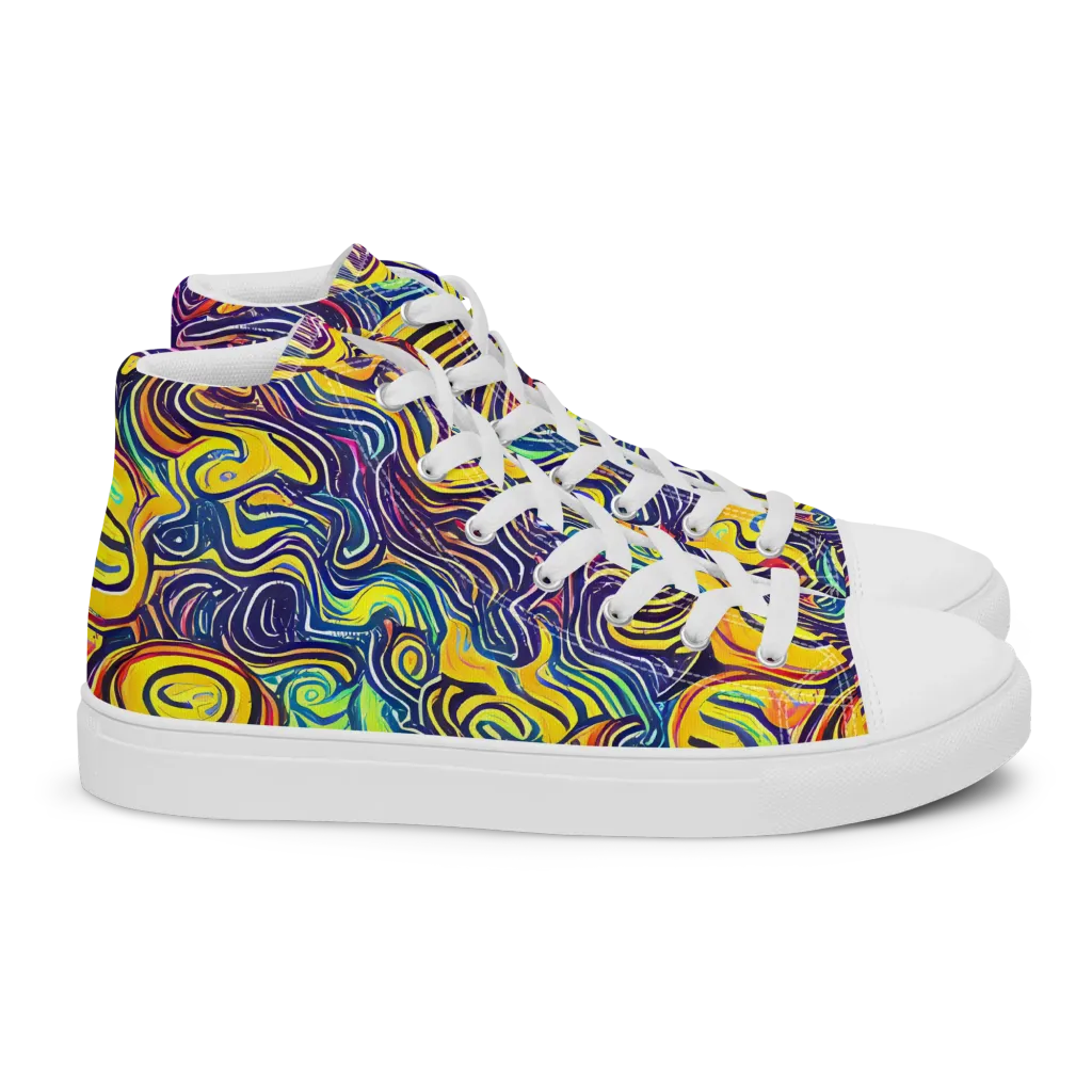 Indigo Frenzy on Women's High Top Canvas Shoes — Right
