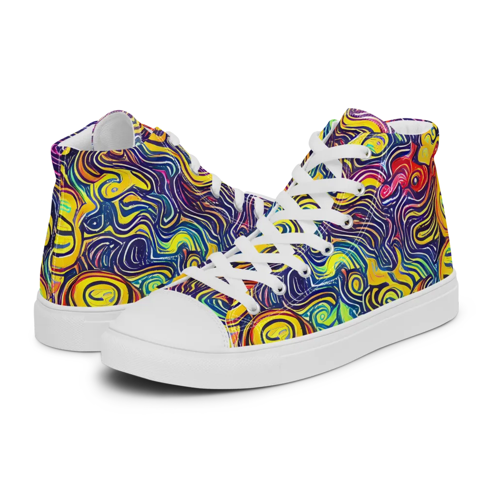 Indigo Frenzy on Women's High Top Canvas Shoes — Left