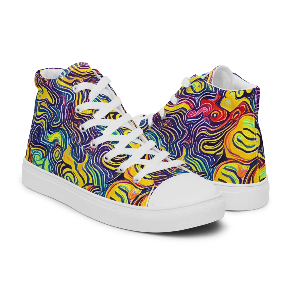 Indigo Frenzy on Women's High Top Canvas Shoes — Right