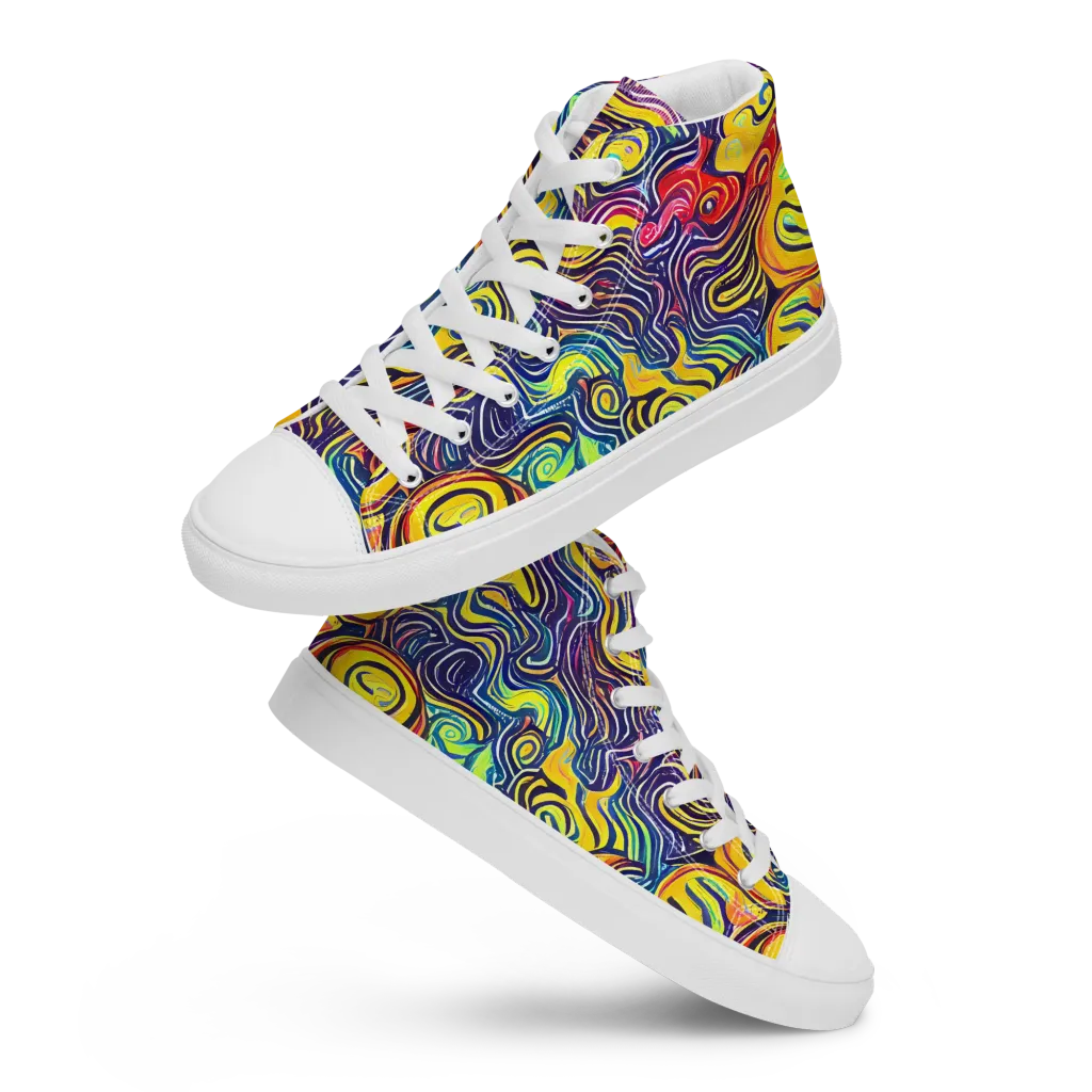 Indigo Frenzy on Women's High Top Canvas Shoes — Front