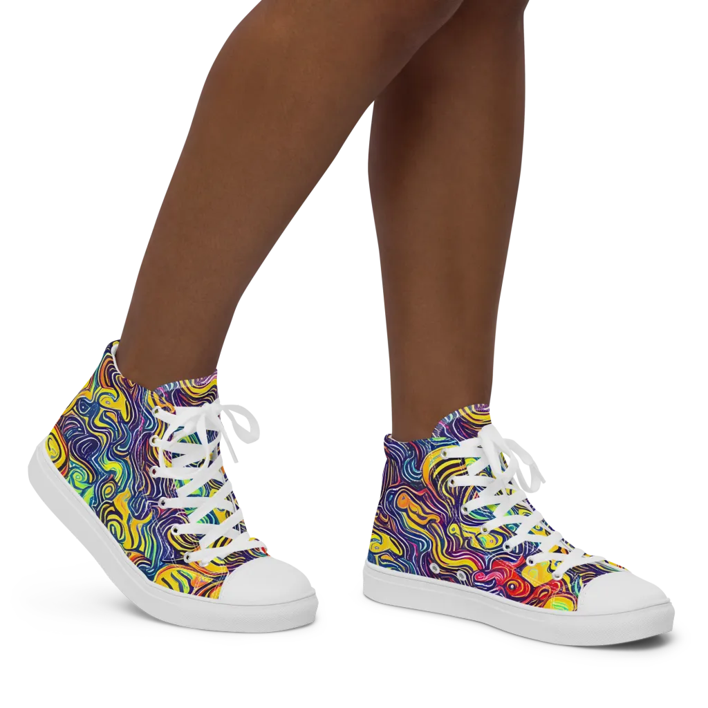 Indigo Frenzy on Women's High Top Canvas Shoes — Right