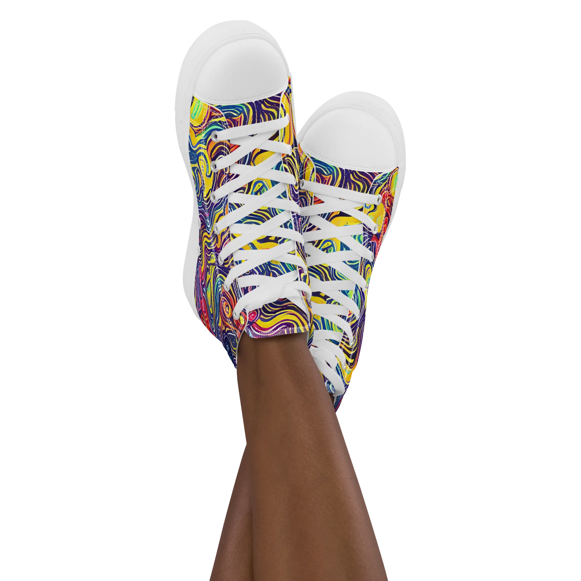 Indigo Frenzy on Women's High Top Canvas Shoes — Front