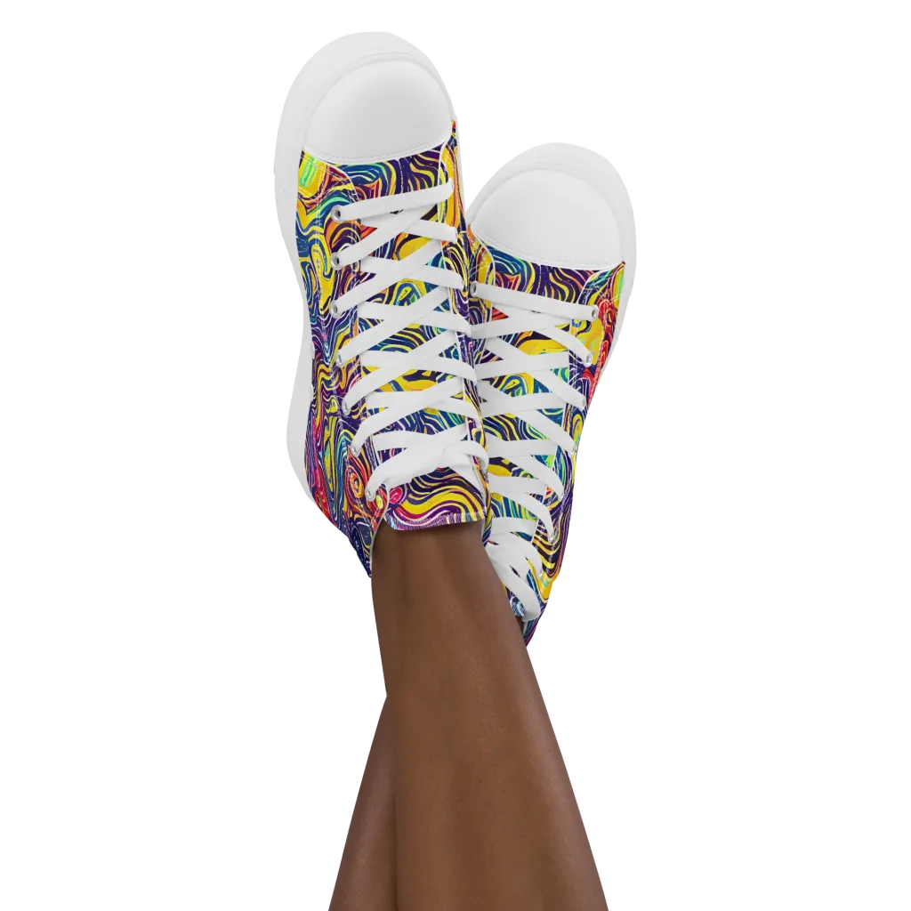 Indigo Frenzy on Women's High Top Canvas Shoes — Front
