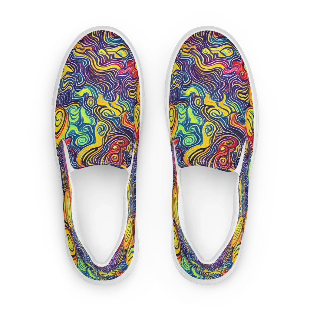 Indigo Frenzy on Men's Slip-On Canvas Shoes — Front