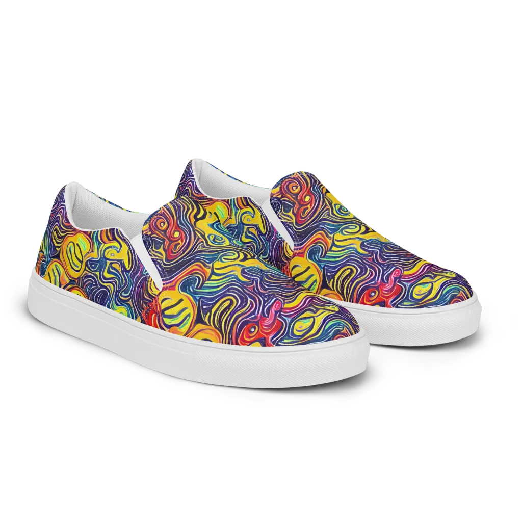 Indigo Frenzy on Men's Slip-On Canvas Shoes — Right Front