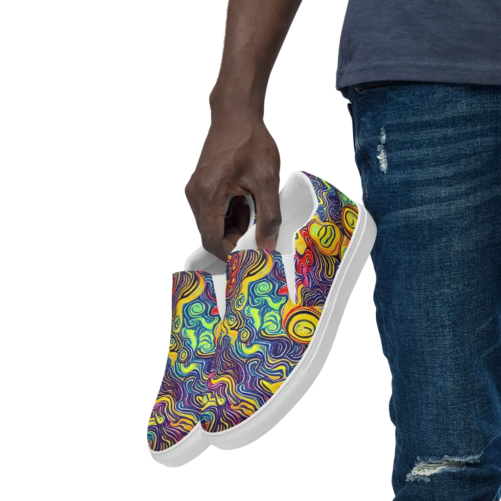 Indigo Frenzy on Men's Slip-On Canvas Shoes — Left Front