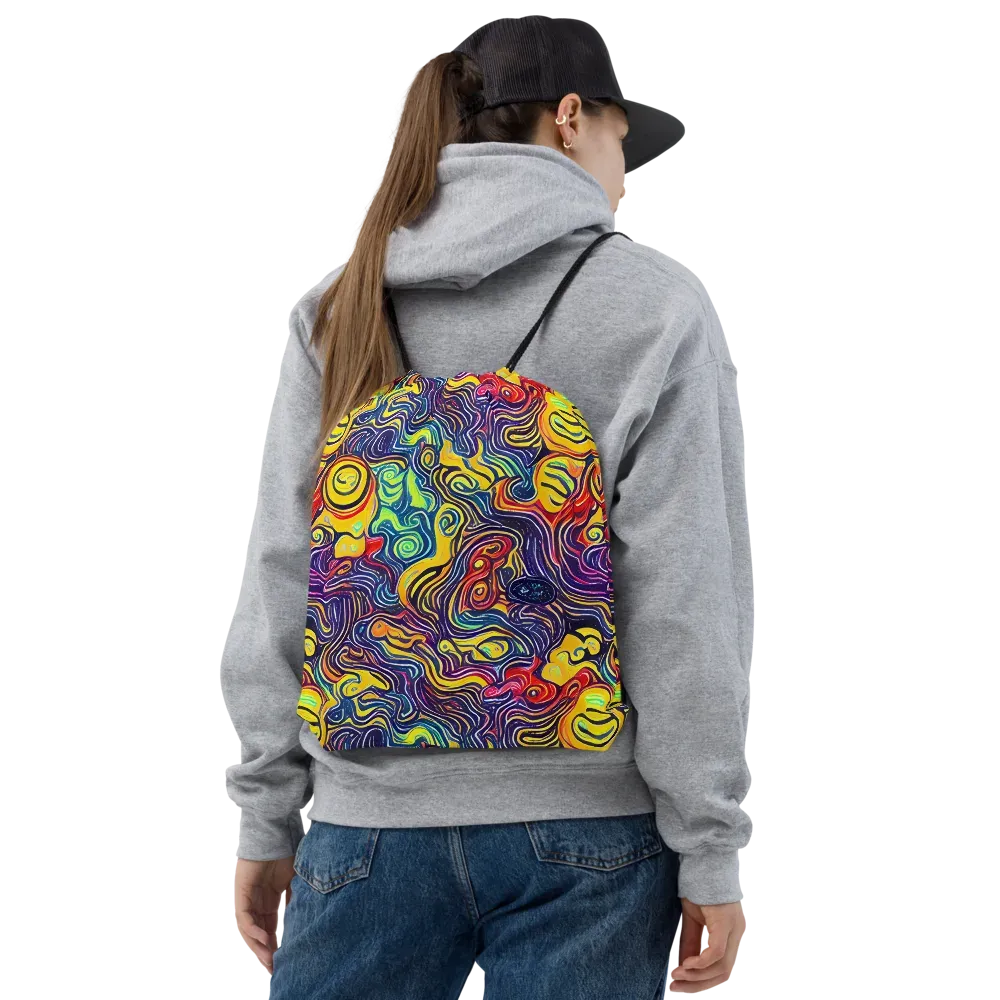 Indigo Frenzy on Drawstring Bag — Front