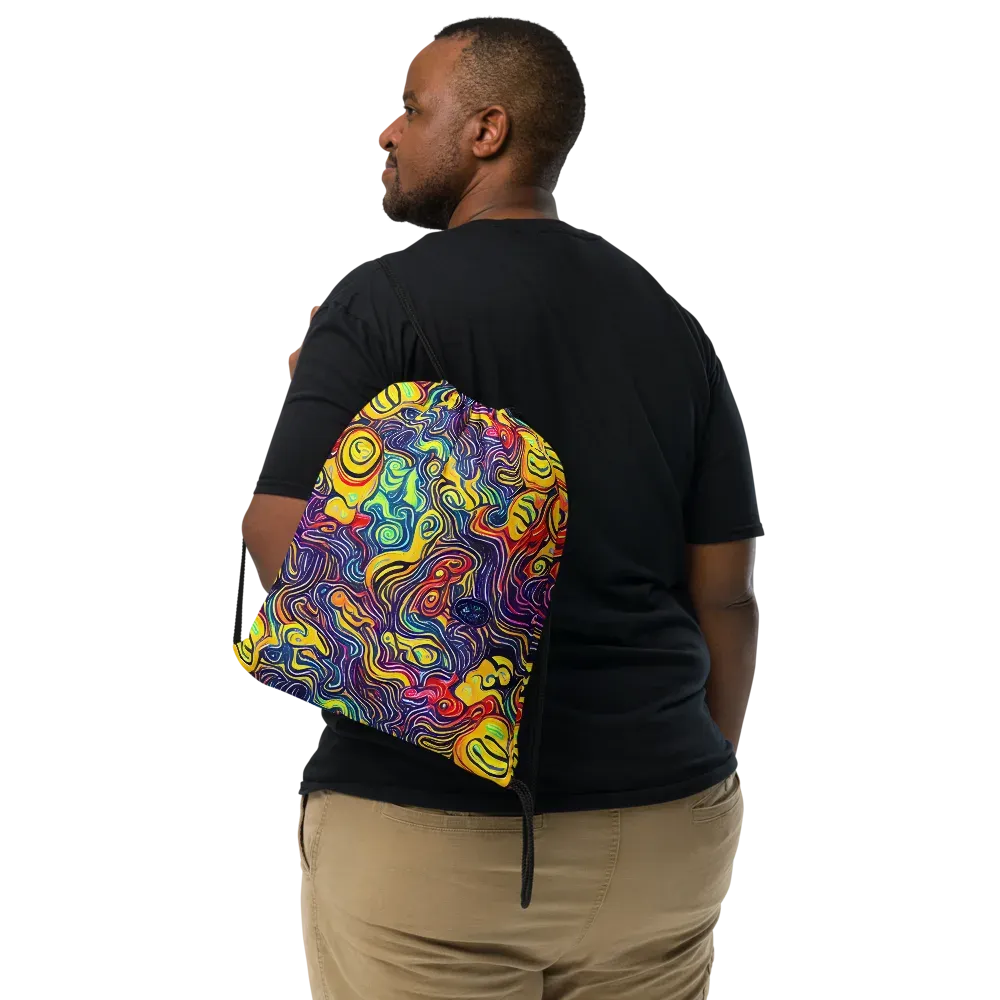Indigo Frenzy on Drawstring Bag — Front