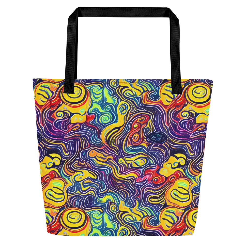 Indigo Frenzy on Large Tote Bag W/ Pocket — Front