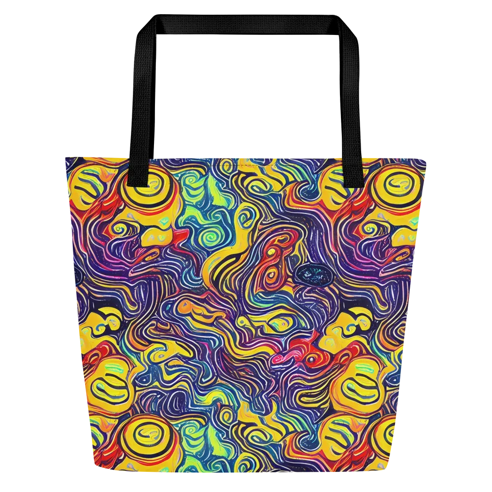 Indigo Frenzy on Large Tote Bag W/ Pocket — Front
