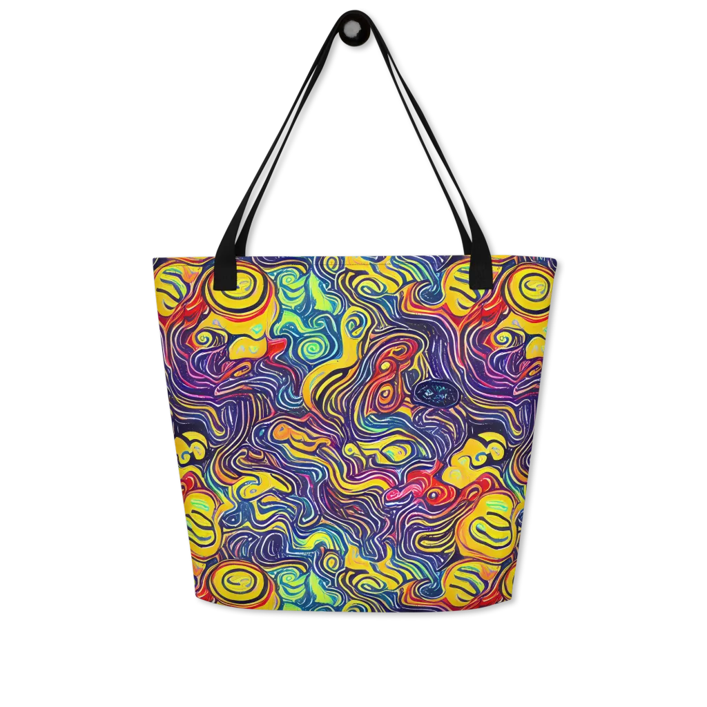 Indigo Frenzy on Large Tote Bag W/ Pocket — Front