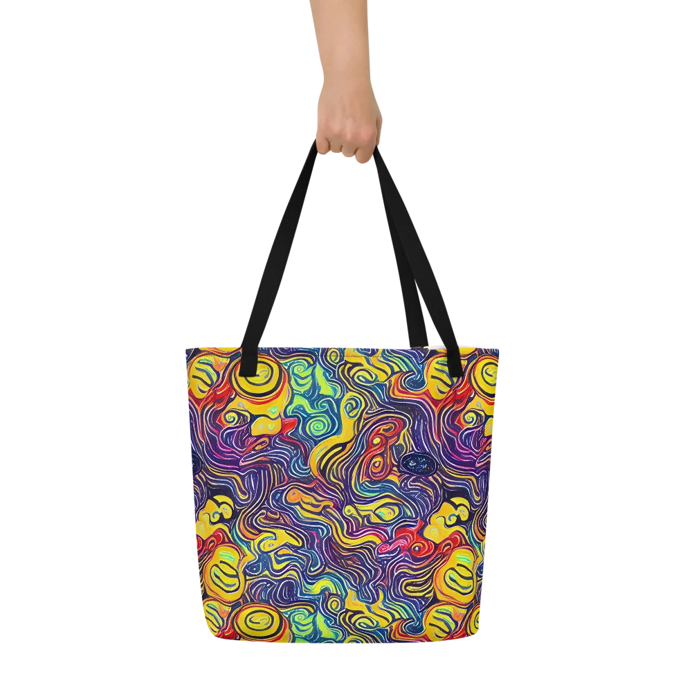 Indigo Frenzy on Large Tote Bag W/ Pocket — Front
