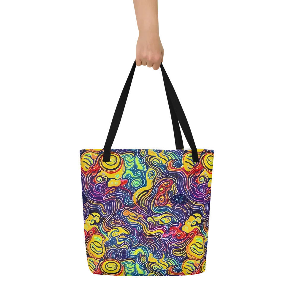 Indigo Frenzy on Large Tote Bag W/ Pocket — Front