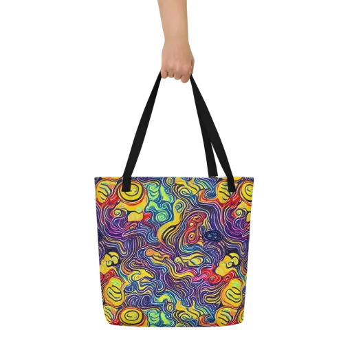 Indigo Frenzy on a Large Tote Bag W/ Pocket