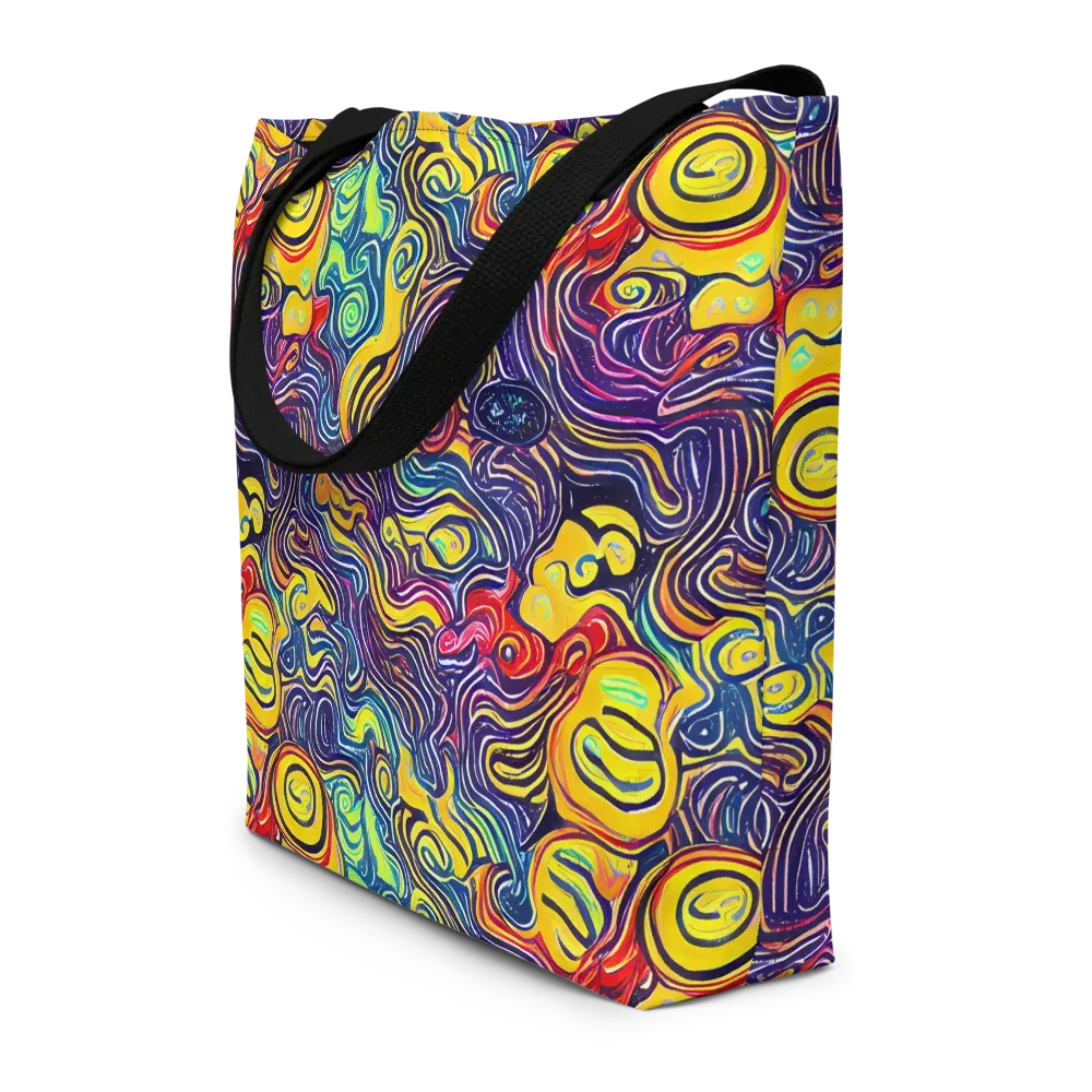 Indigo Frenzy on Large Tote Bag W/ Pocket — Front