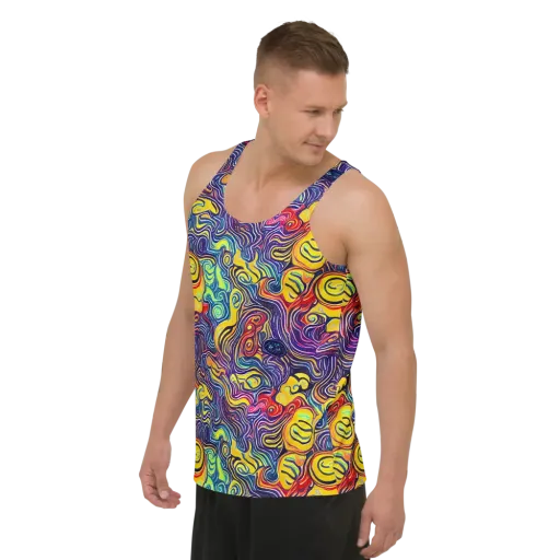 Indigo Frenzy on a Men's Tank Top