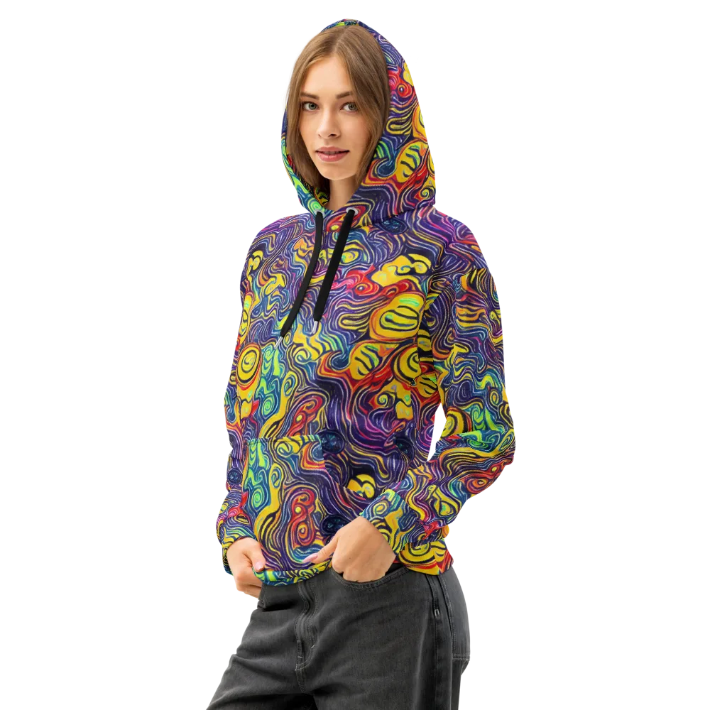 Indigo Frenzy on Cotton Hoodie — Left Front