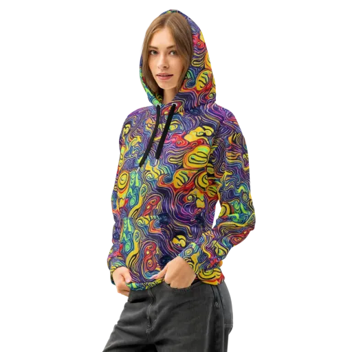 Indigo Frenzy on a Cotton Hoodie