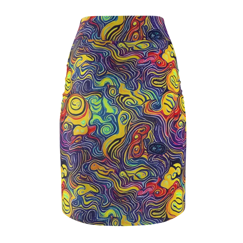 Indigo Frenzy on Pencil Skirt — Back