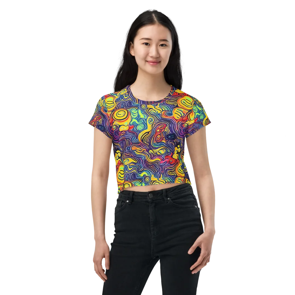 Indigo Frenzy on Crop Tee — Front