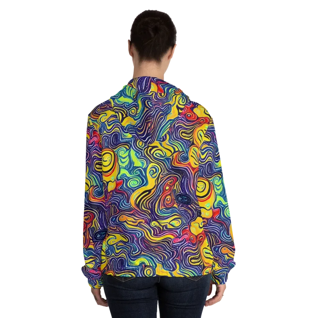 Indigo Frenzy on Women's Full-Zip Hoodie — Back On Person