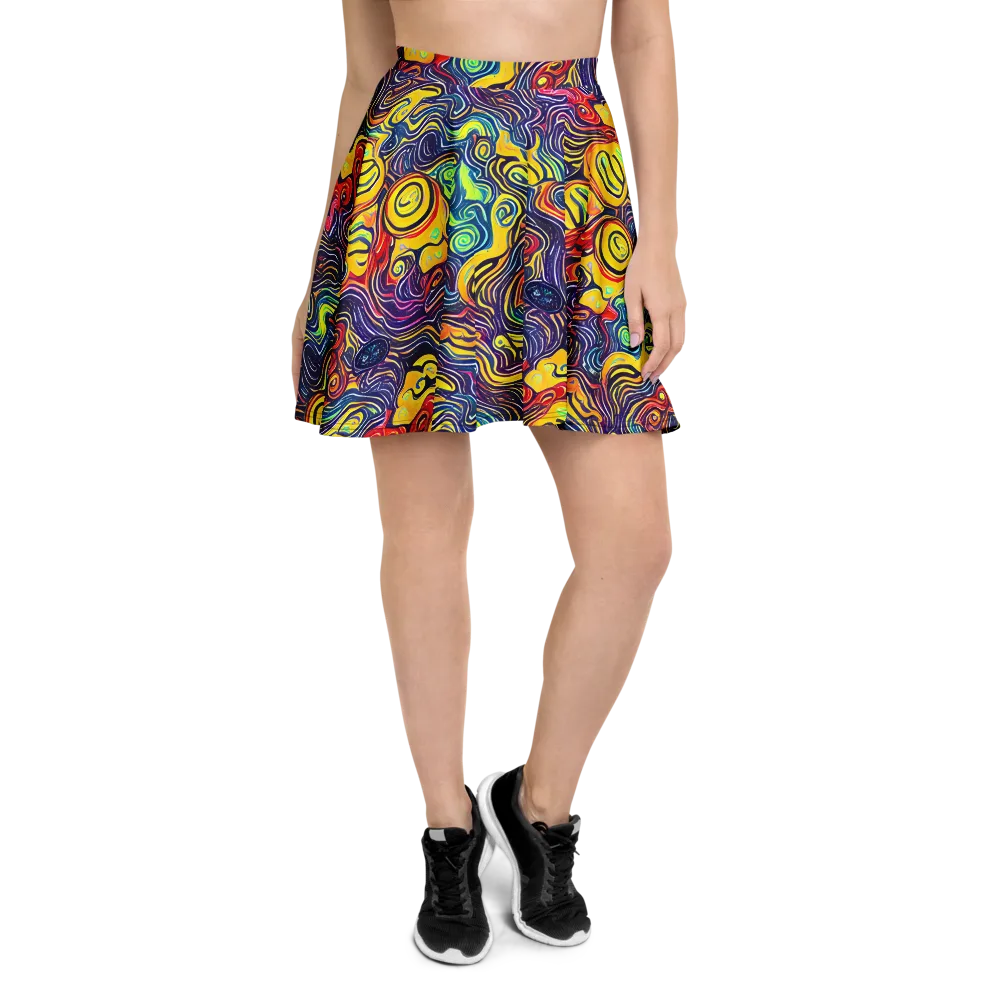 Indigo Frenzy on Skater Skirt — Front