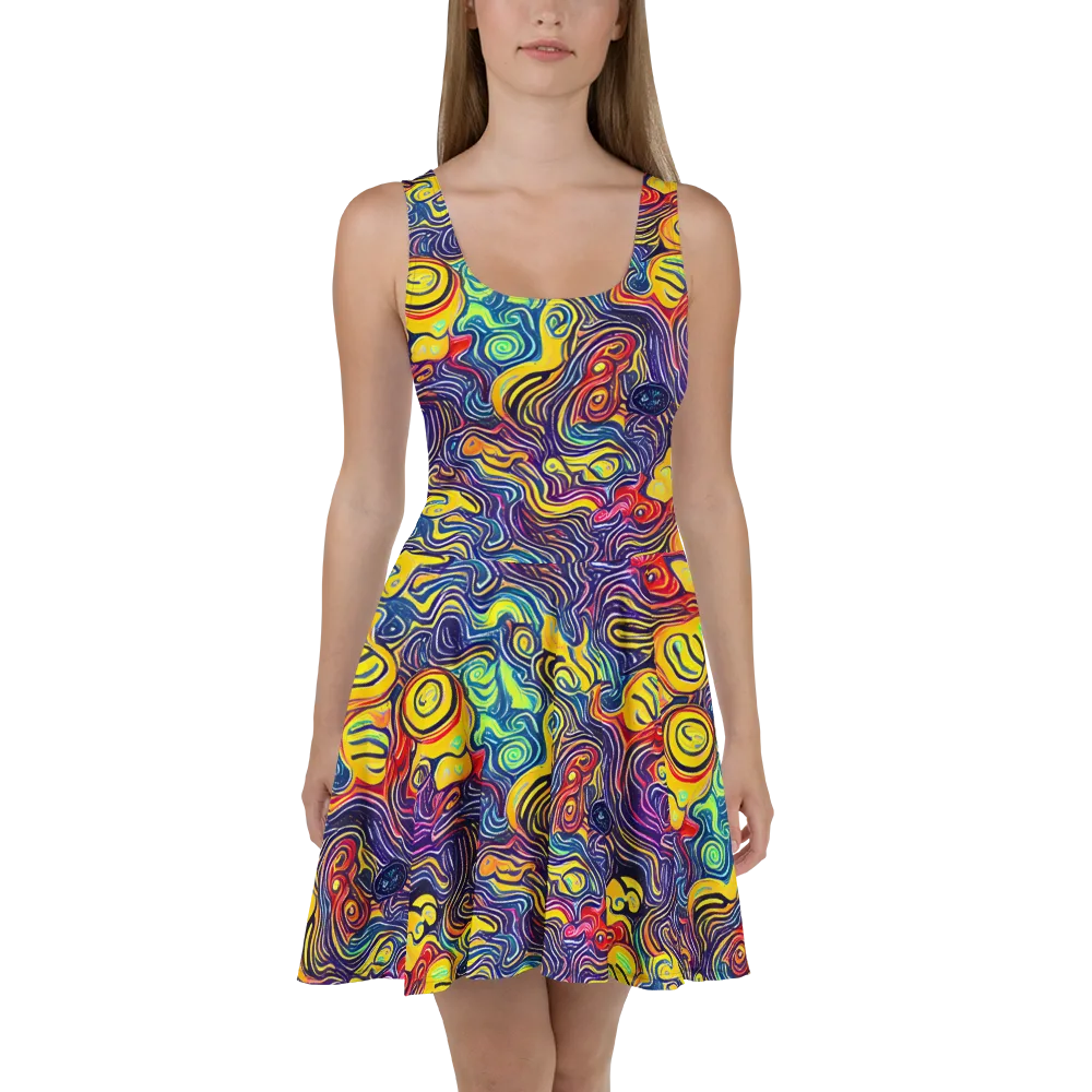 Indigo Frenzy on Skater Dress — Front
