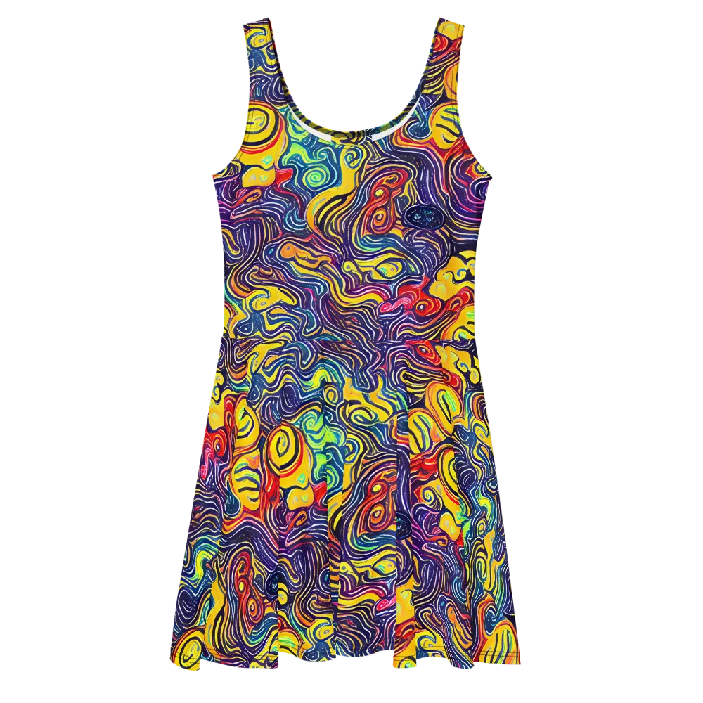 Indigo Frenzy on Skater Dress — Front