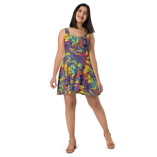 Indigo Frenzy on a Skater Dress