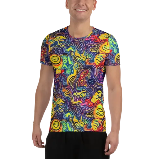 Indigo Frenzy on a Men's Athletic T-Shirt