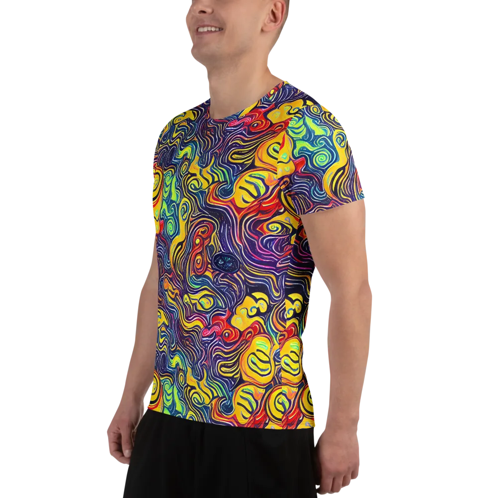 Indigo Frenzy on Men's Athletic T-Shirt — Left