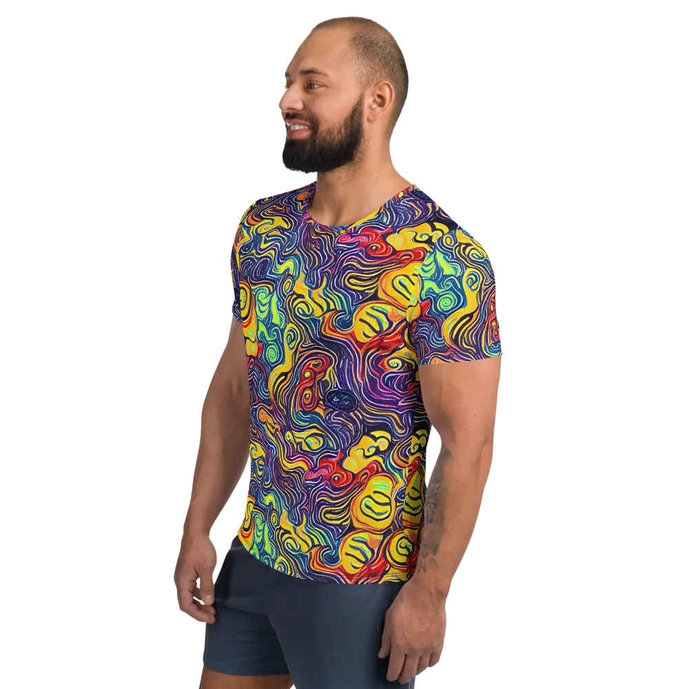 Indigo Frenzy on Men's Athletic T-Shirt — Left