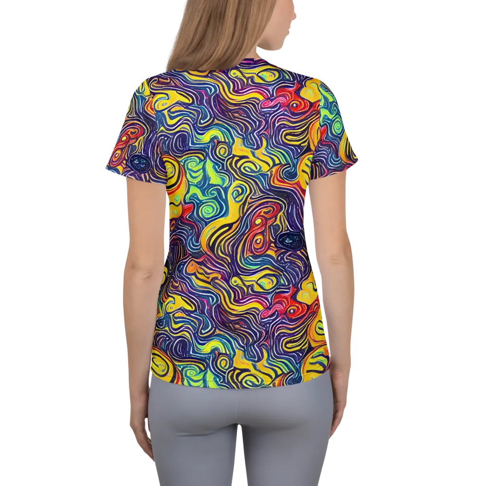 Indigo Frenzy on Women's Athletic T-Shirt — Back