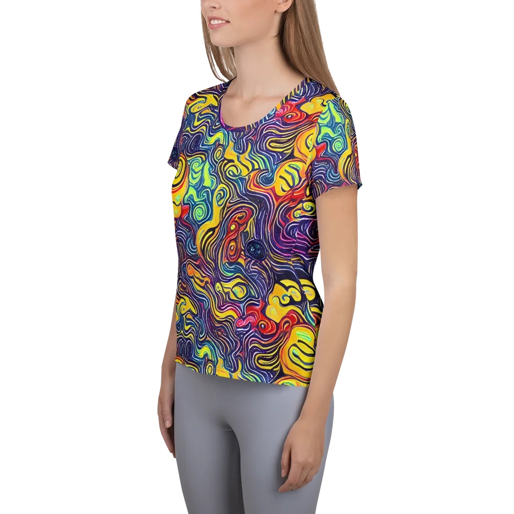 Indigo Frenzy on Women's Athletic T-Shirt — Left