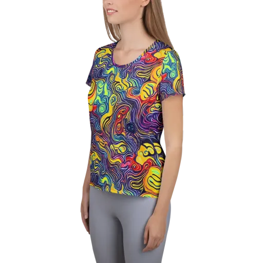 Indigo Frenzy on a Women's Athletic T-Shirt