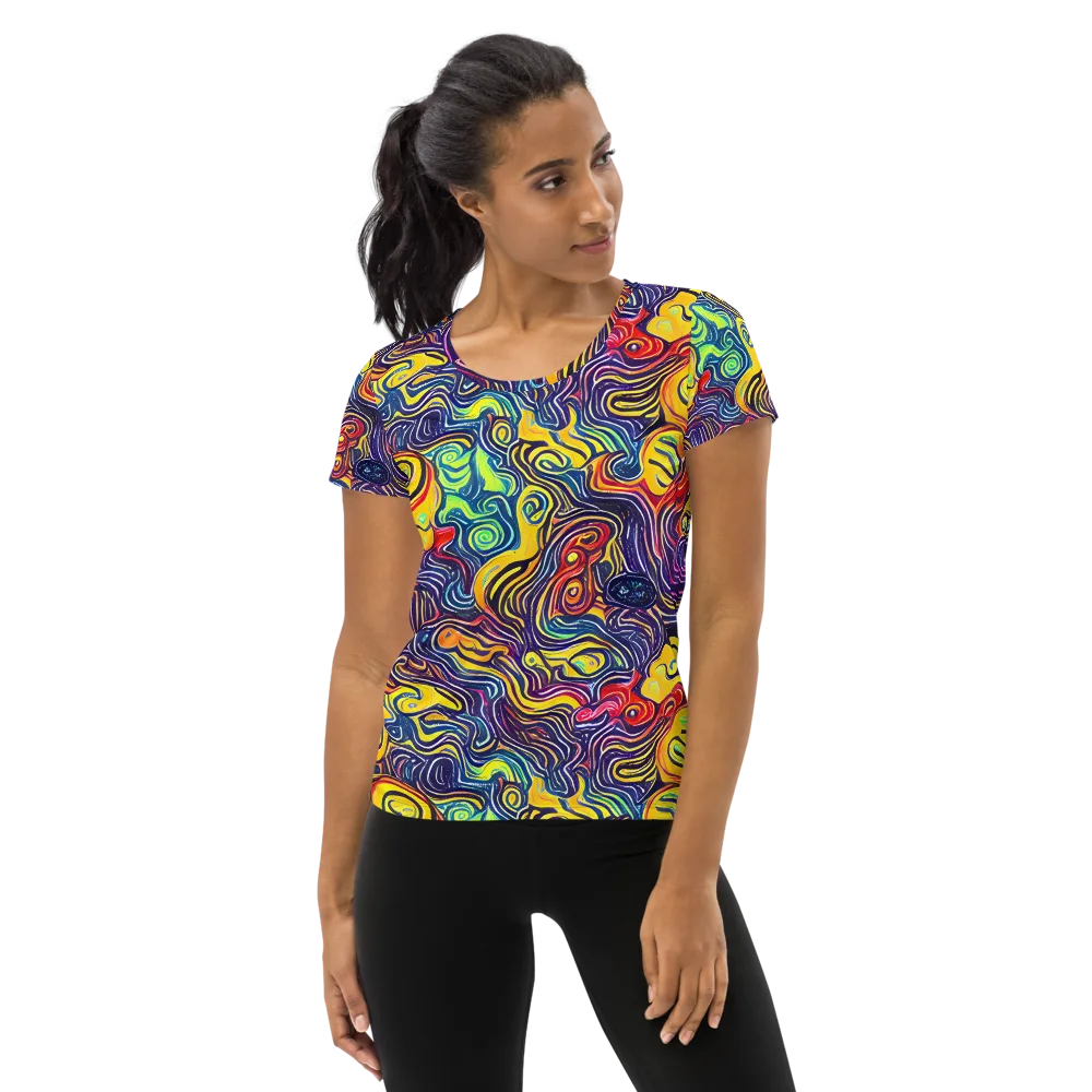 Indigo Frenzy on Women's Athletic T-Shirt — Front