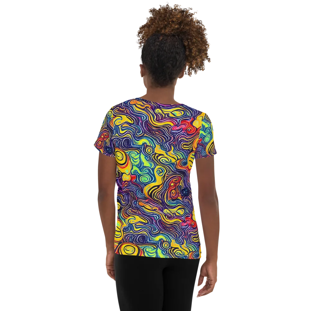 Indigo Frenzy on Women's Athletic T-Shirt — Back
