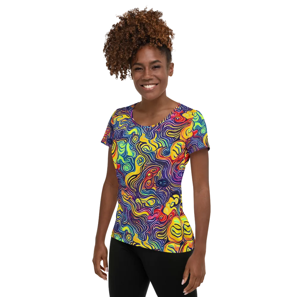 Indigo Frenzy on Women's Athletic T-Shirt — Left