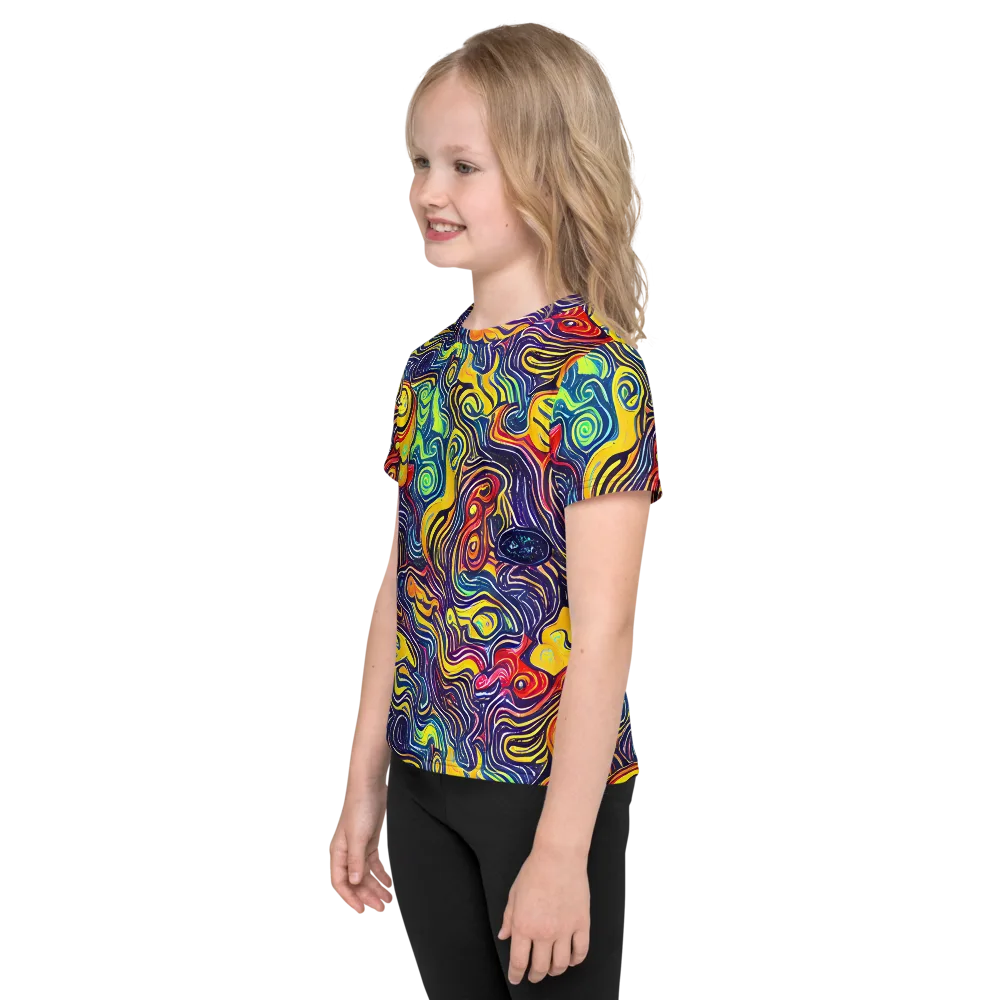 Indigo Frenzy on Kids Crew Neck T-Shirt — Left