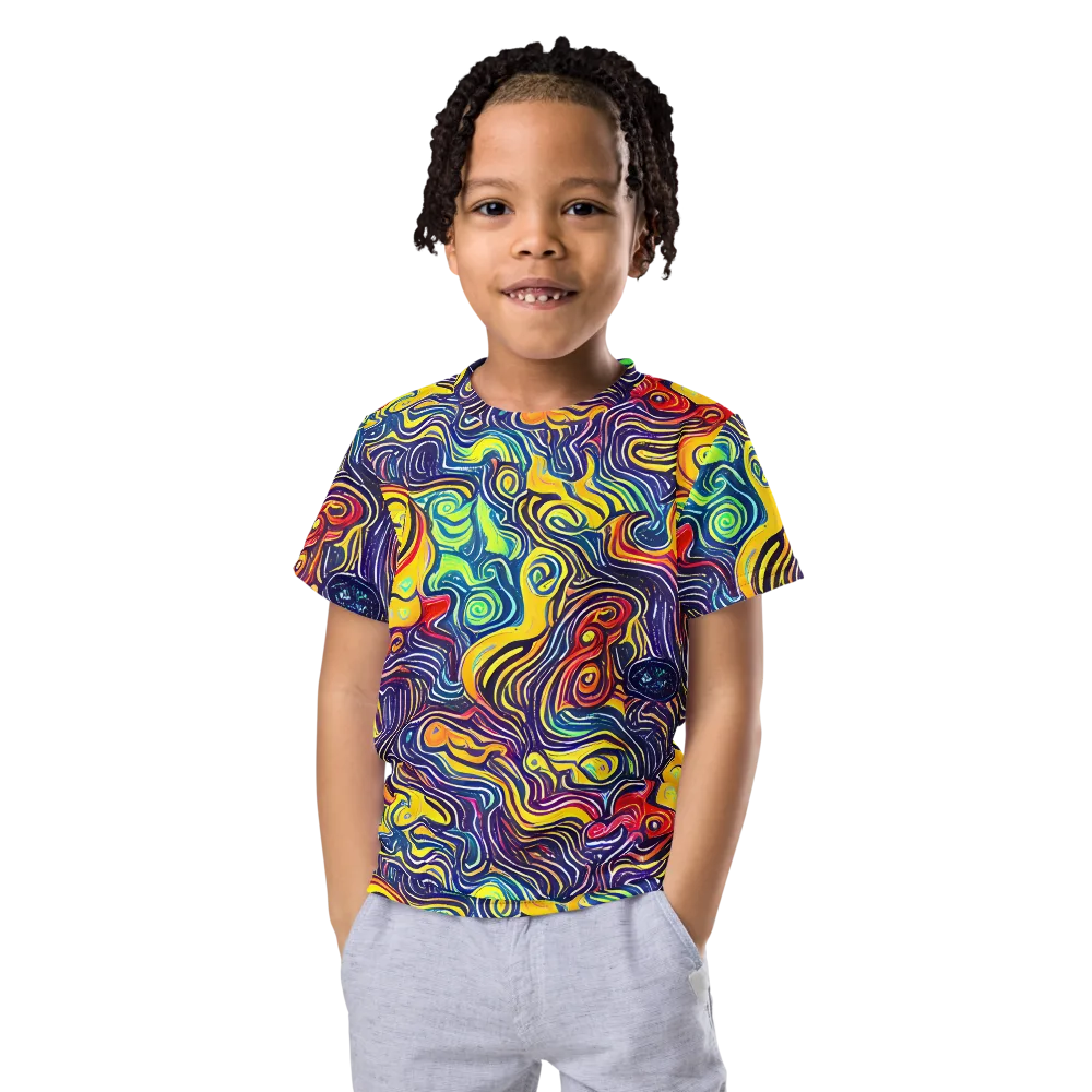 Indigo Frenzy on Kids Crew Neck T-Shirt — Front