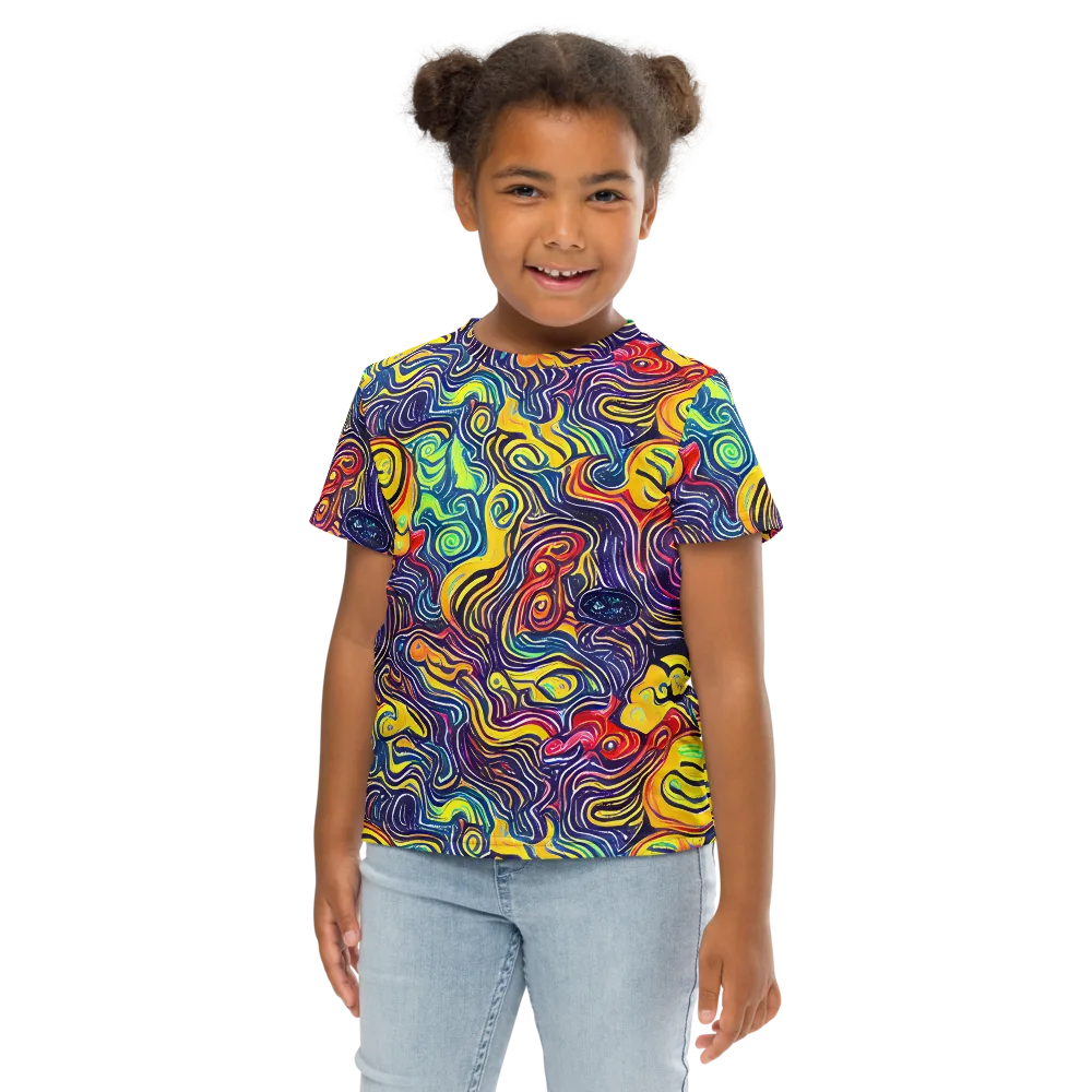 Indigo Frenzy on Kids Crew Neck T-Shirt — Front
